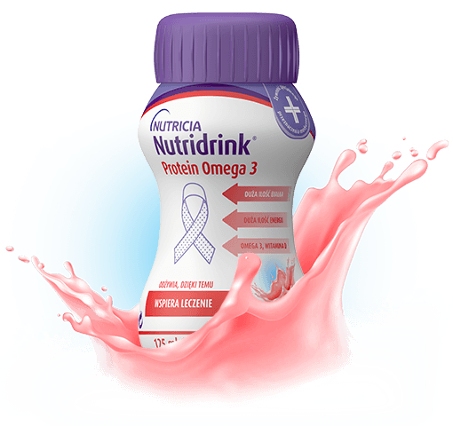 Nutridrink Protein Omega 3 smak truskawkowo-malinowy dostępny w aptekach Cefarm